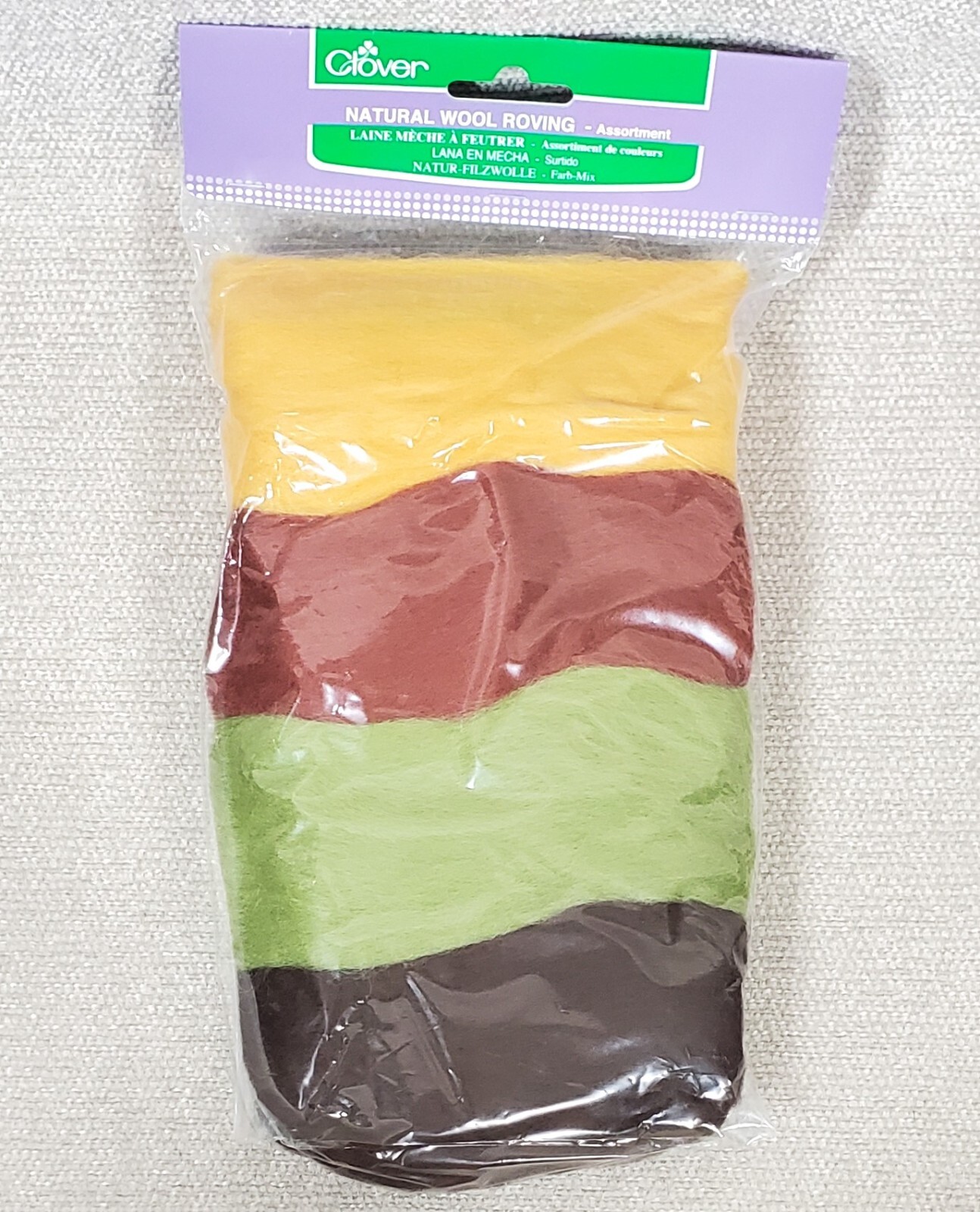 Clover NATURAL WOOL ROVING Assortment A Needle FELTING NEW Gold Rust Green Brown