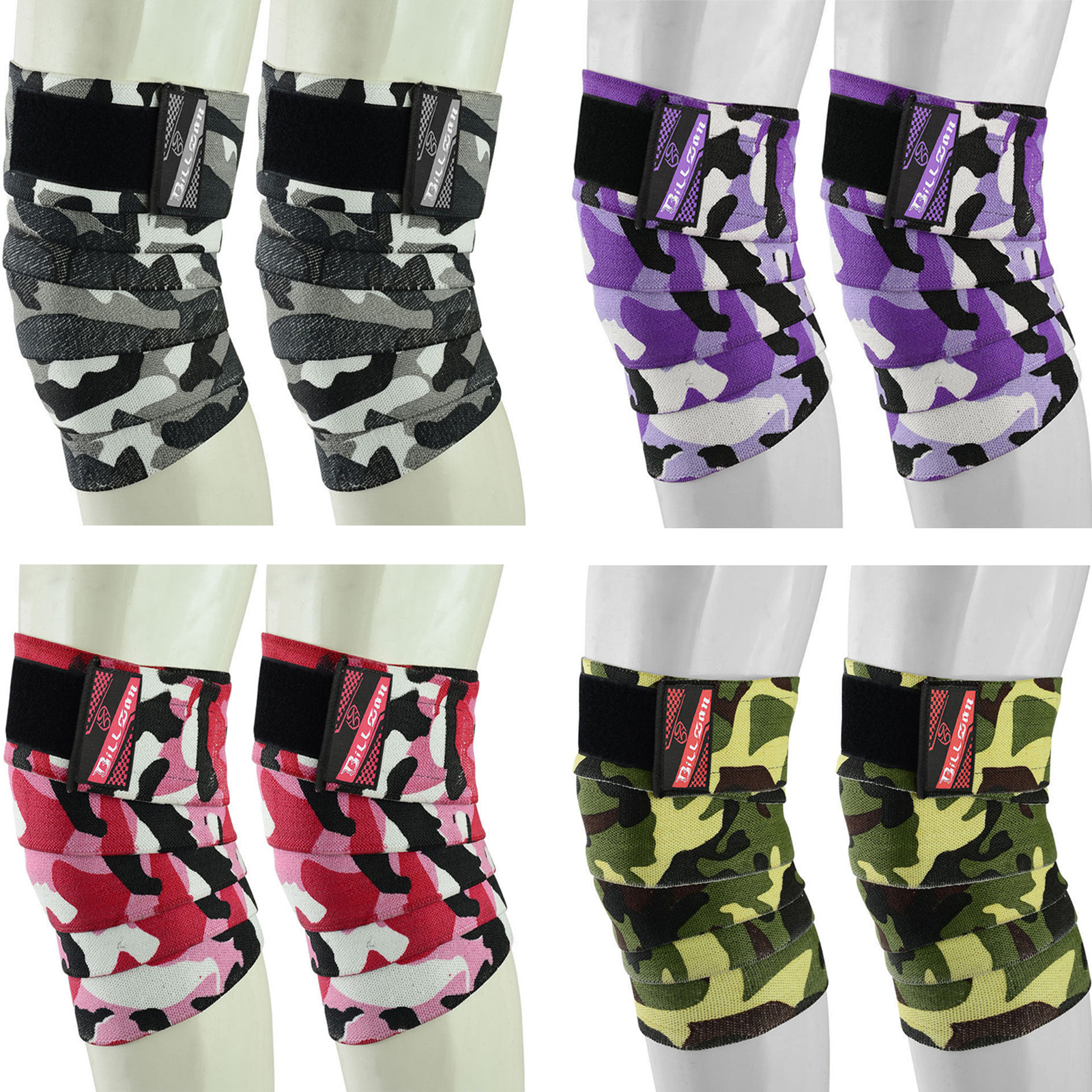 Billzan Knee Wraps Power Lifter Supports Gym Training Elasticated Bandage Pair