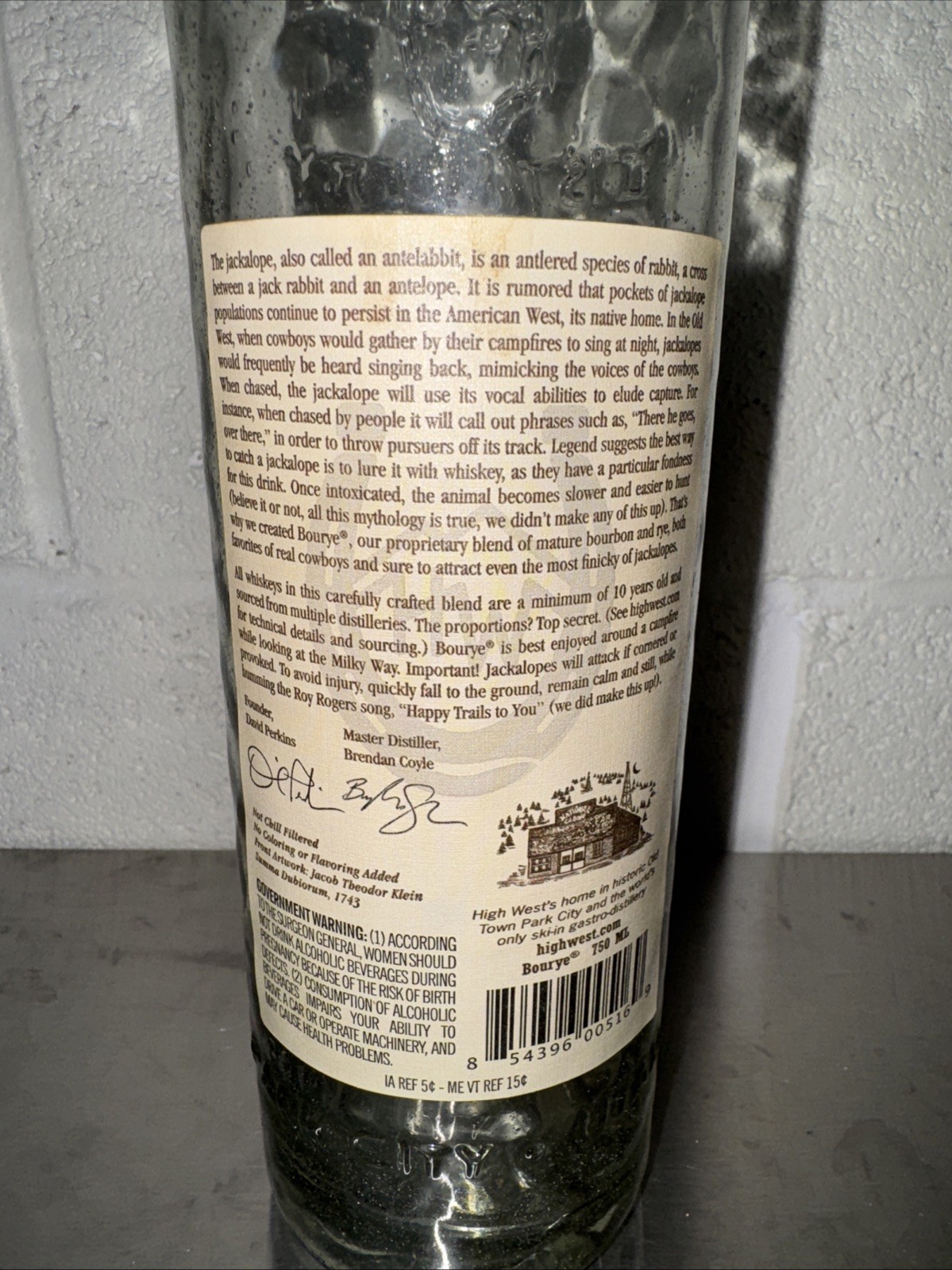 High West Bourye Bottle Rare Batch 19L10 Limited Sighting Empty Bourbon Glass