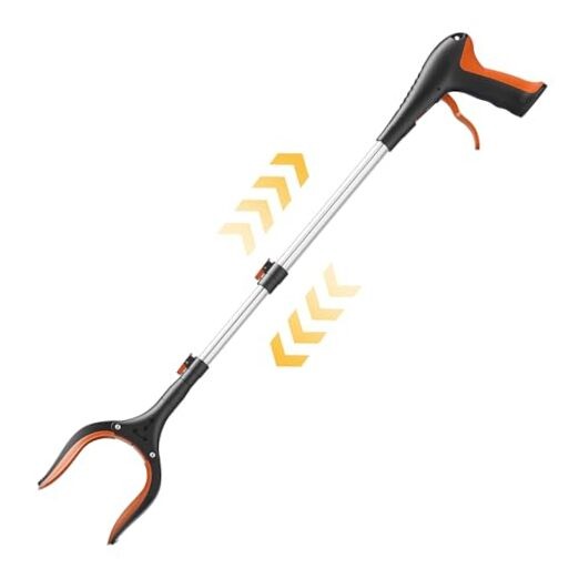 Telescopic Grabber Reacher Tool, 5-Level Adjustable (23" to 41") - Orange