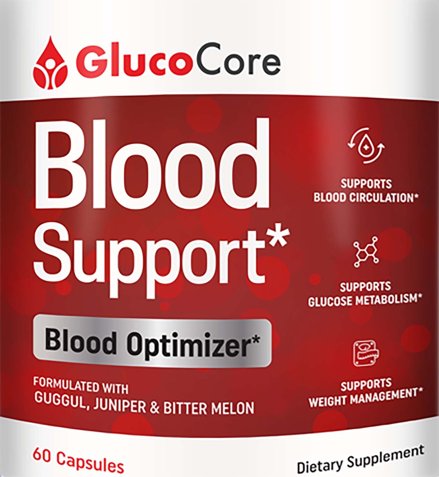GlucoCore Blood Support Supplement Guggul Juniper & Bitter Melon Gluco Core 60