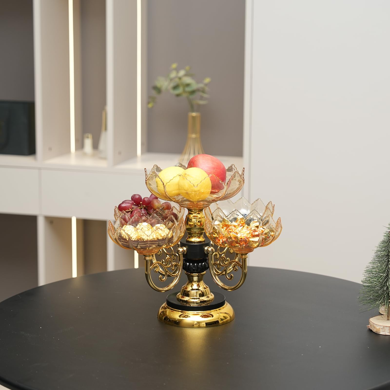 Multi-layer Fruit Tray Rotatable Candy Tray Plastic Fruit Rack Snack Display ...