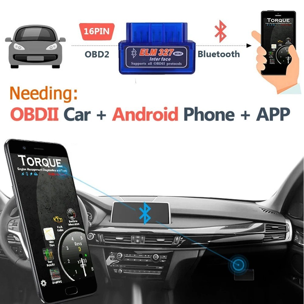 OBD2 ELM327 MINI Bluetooth Car Code Reader Diagnostic Scanner For Android