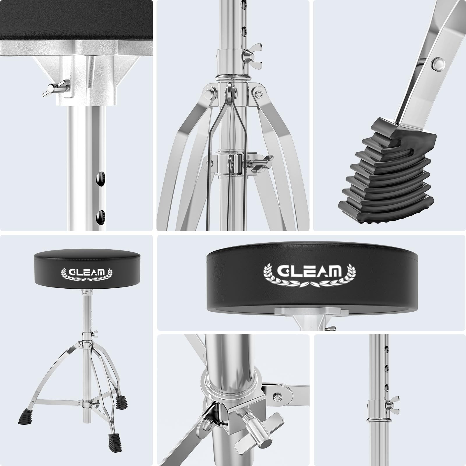 GLEAM Drum Throne Height Adjustable - Drum Seat Thick Padded Universal Drum S...
