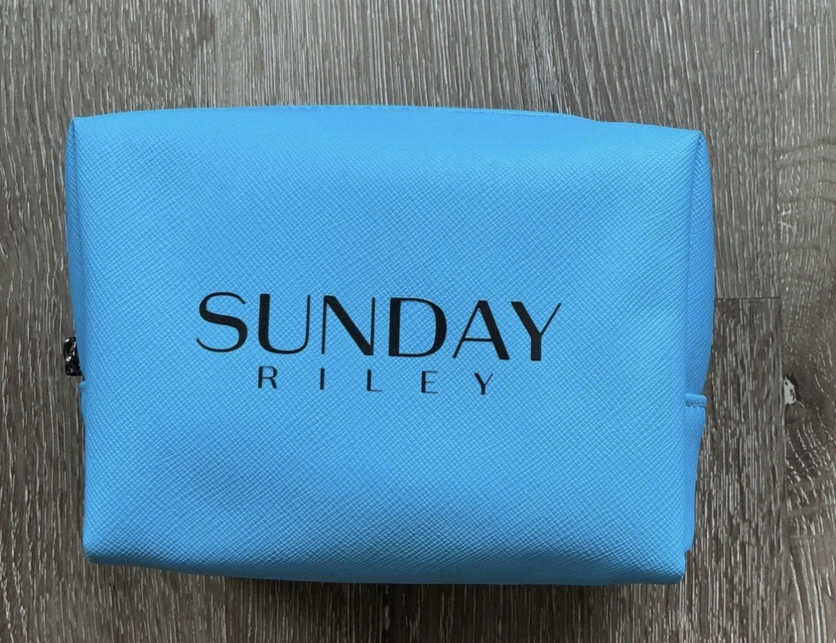 Sunday Riley Blue Cosmetic Bag Travel Zipper NEW