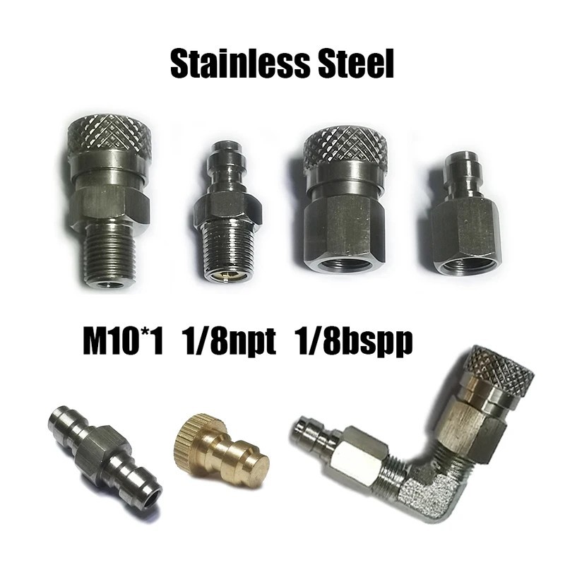 HPA Quick Disconnect Adapter 8mm Fill Nipple 1/8NPT 1/8BSPP M10x1 Steel