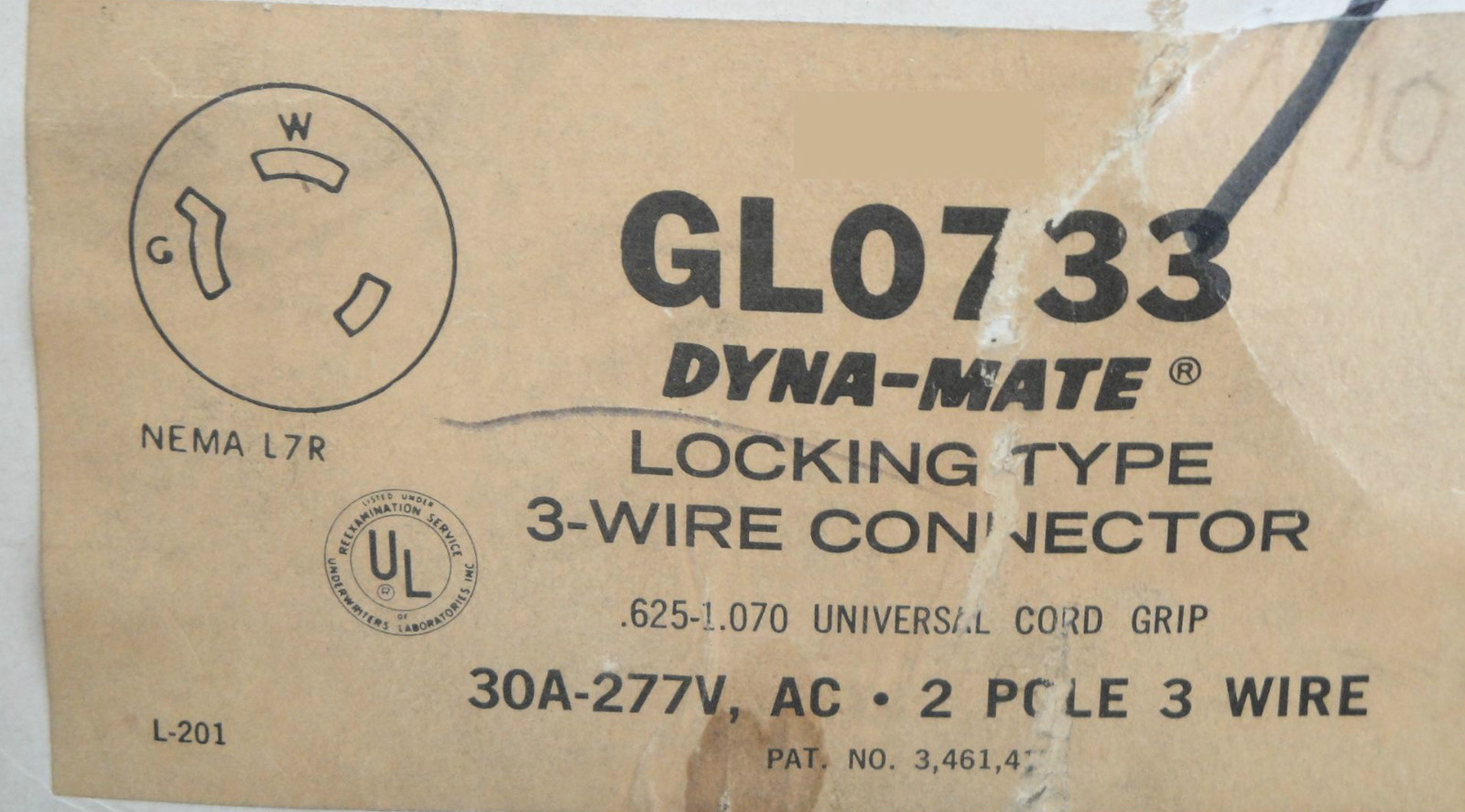 NEW GENERAL ELECTRIC GL0733 DYNA-MATE LOCKING TYPE 3-WIRE CONNECTOR