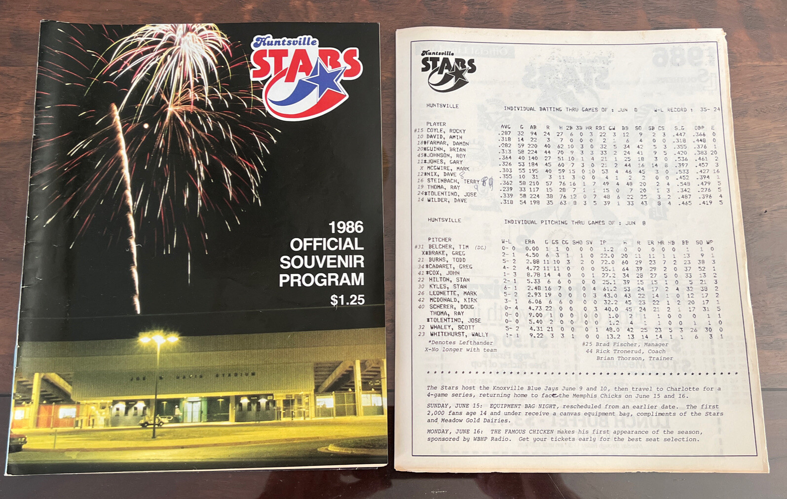 1986 Huntsville Stars Program Fireworks Cover  EX-NM