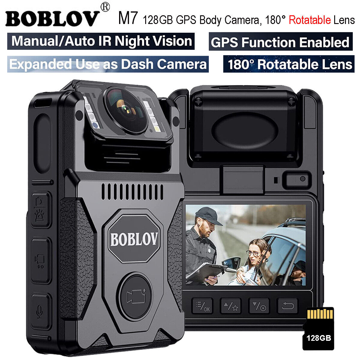 BOBLOV Body Camera with Audio Video 4000 mAh Battery for Police, Civilians 128GB