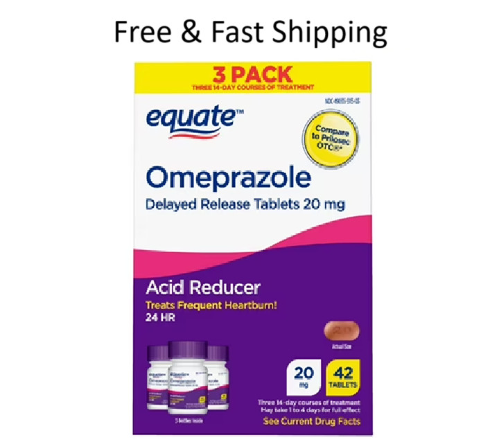 Equate Omeprazole 20mg Delayed Release Acid Reducer Tablets 42 Tablets