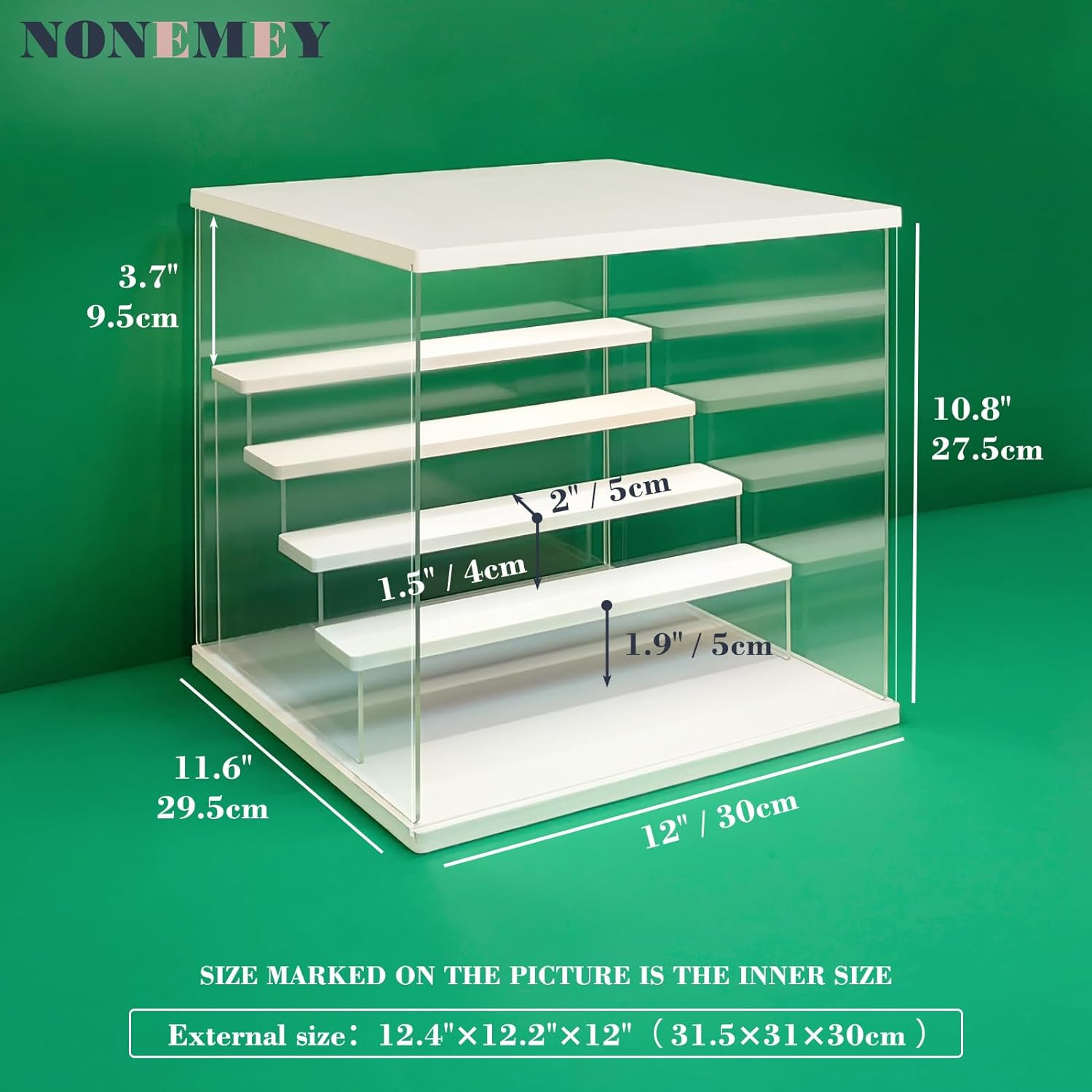 Clear Acrylic Display Case Stand with LED Light 2/3/4/5/6 Tier Storage Box Sh...