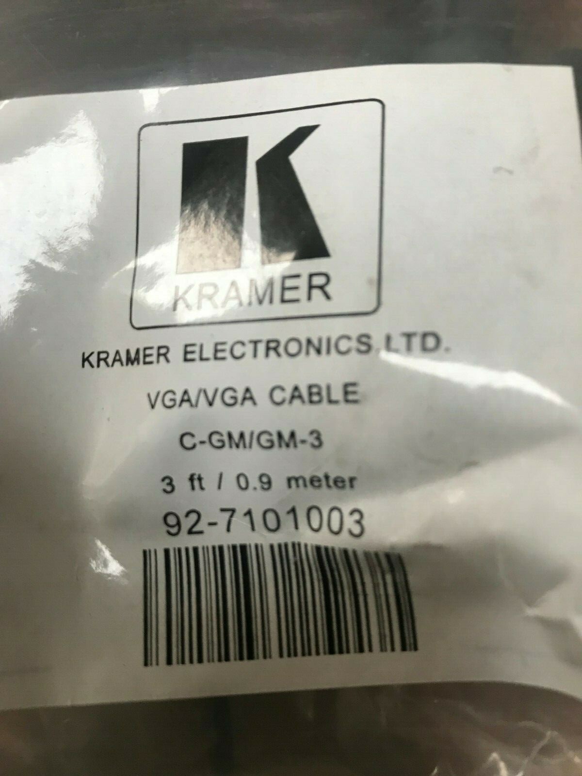 NEW! Kramer Audio-Visual C-GM/GM-3 VGA HD15 Cable M-M 0.9m
