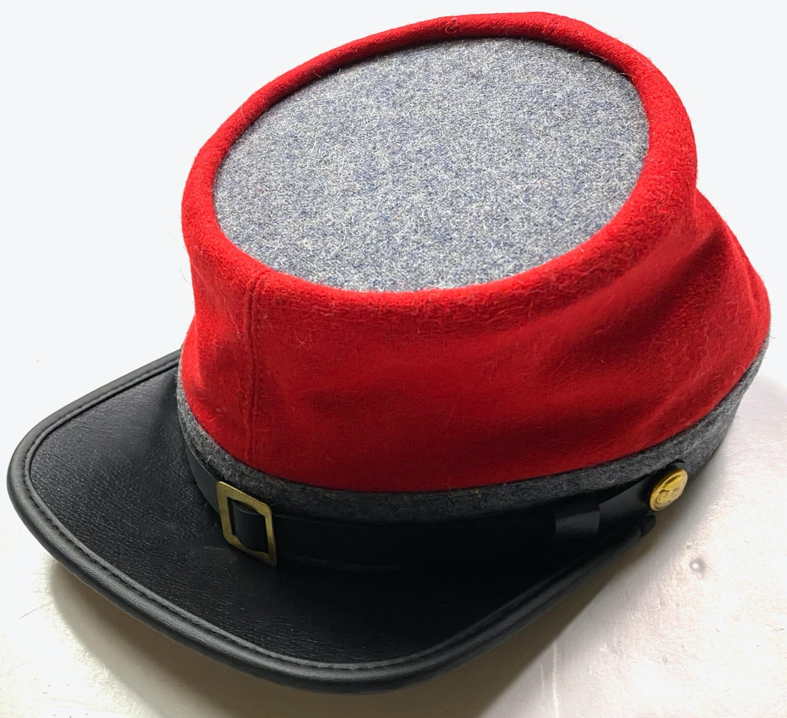 CIVIL WAR CSA CONFEDERATE ARTILLERY GREY WOOL KEPI FORAGE CAP HAT-XLARGE