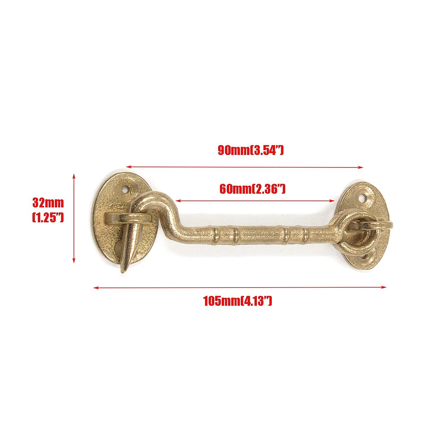 4 Inch Solid Antique Brass Privacy Hook Eye Latch Window Cabinet Gate Lock