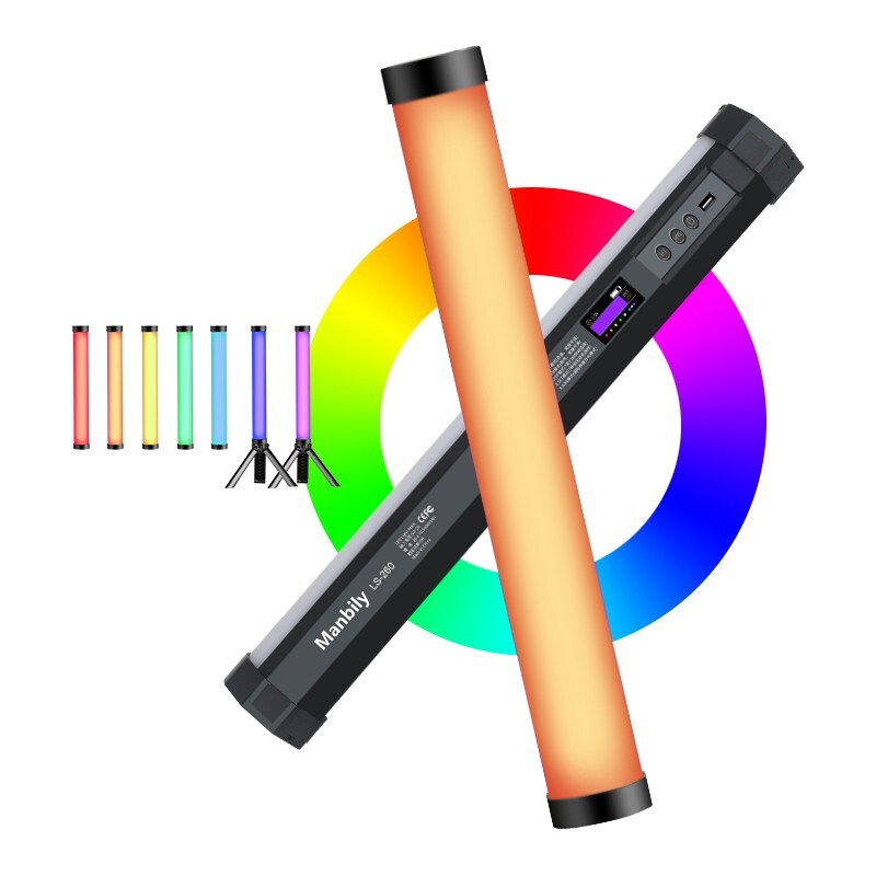 Manbily LS-650 Handheld RGB LED Video Light Full Color Lighting Stick 3000-6500K
