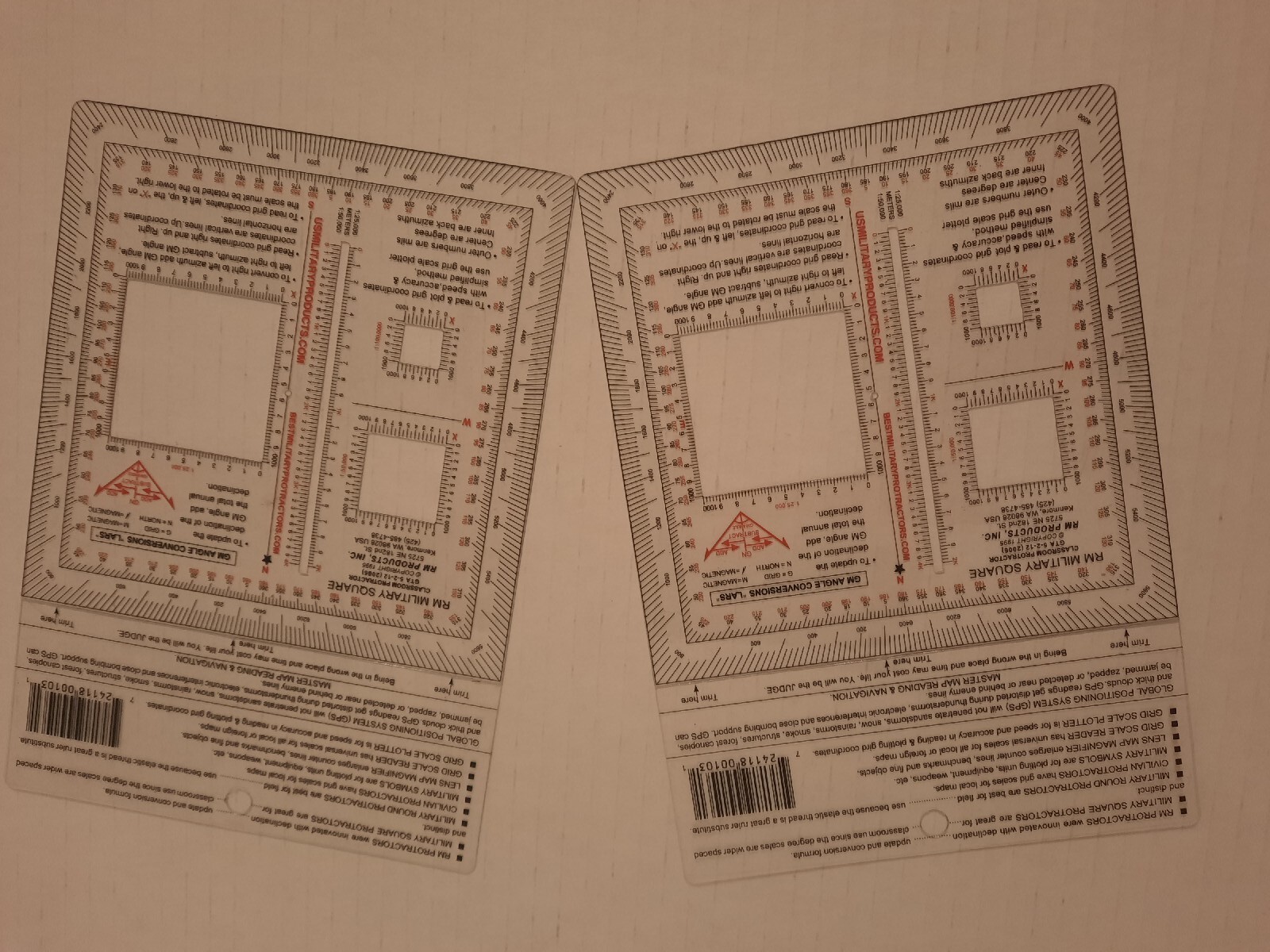 2 NEW RM PRODUCTS Military Square Protractor (Red)