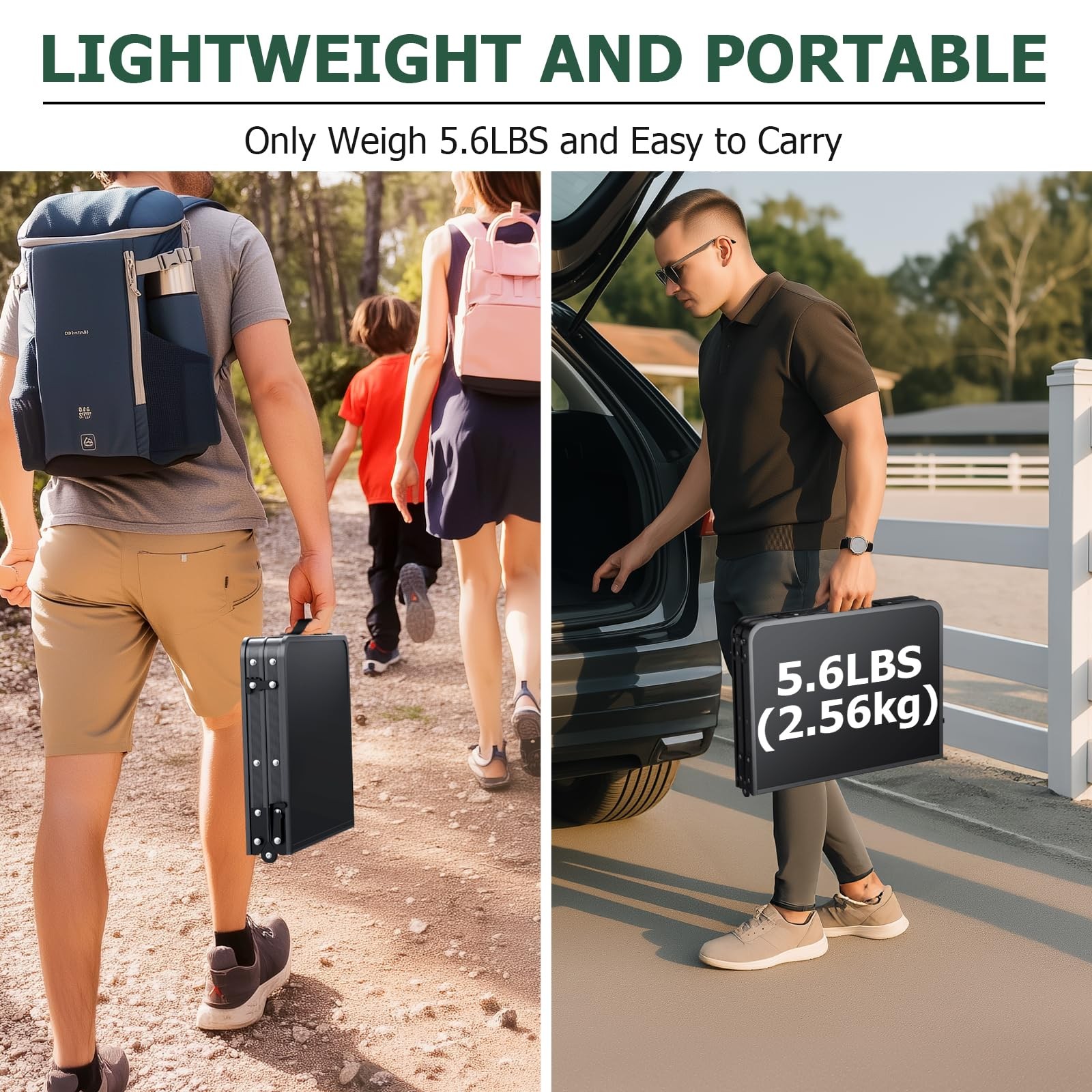 Lightweight Portable Folding Camping Table - 3 Height Levels, Aluminum Frame