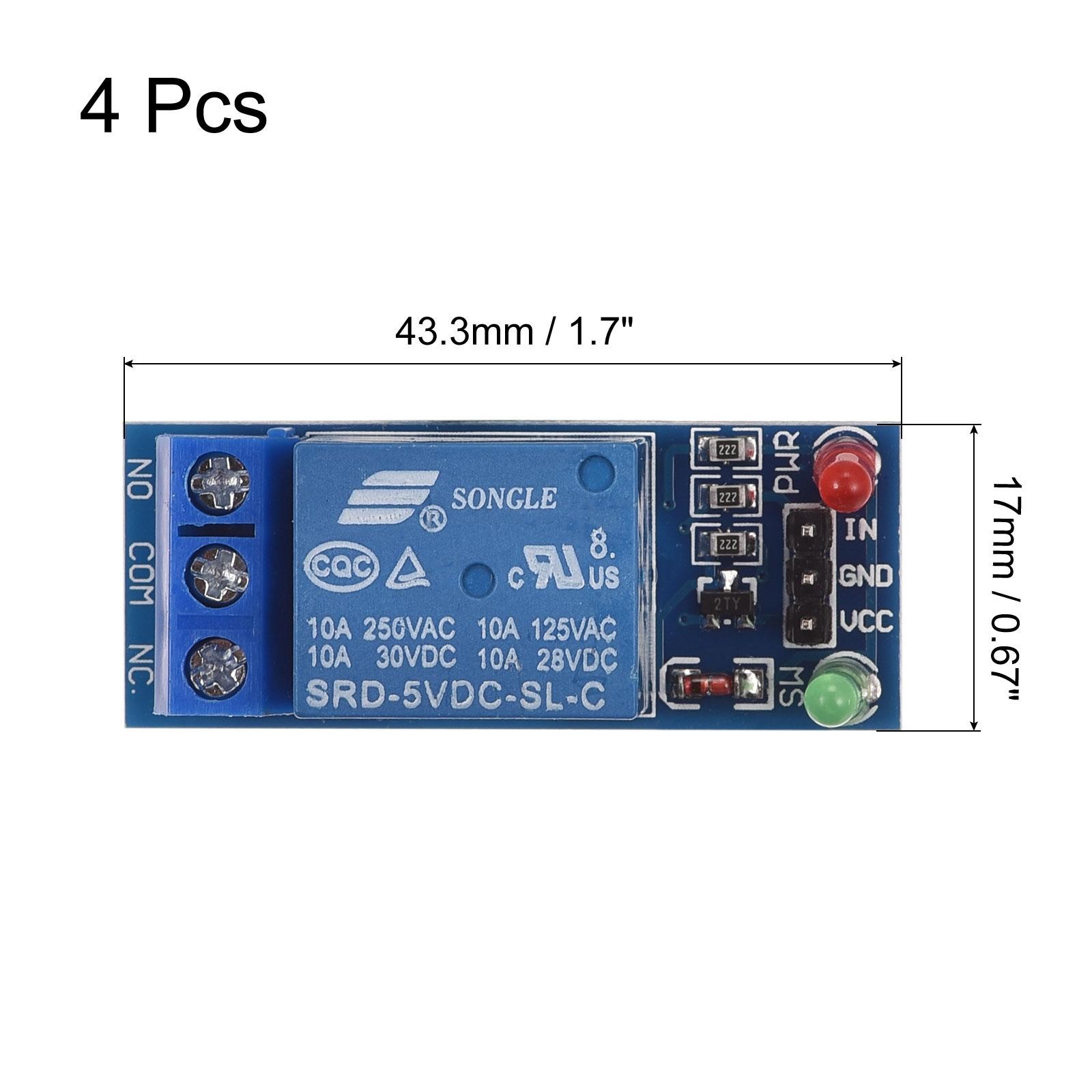 Relay Module 1 Channel 5V Low Level Trigger Module Blue Relay Module 4 Pack