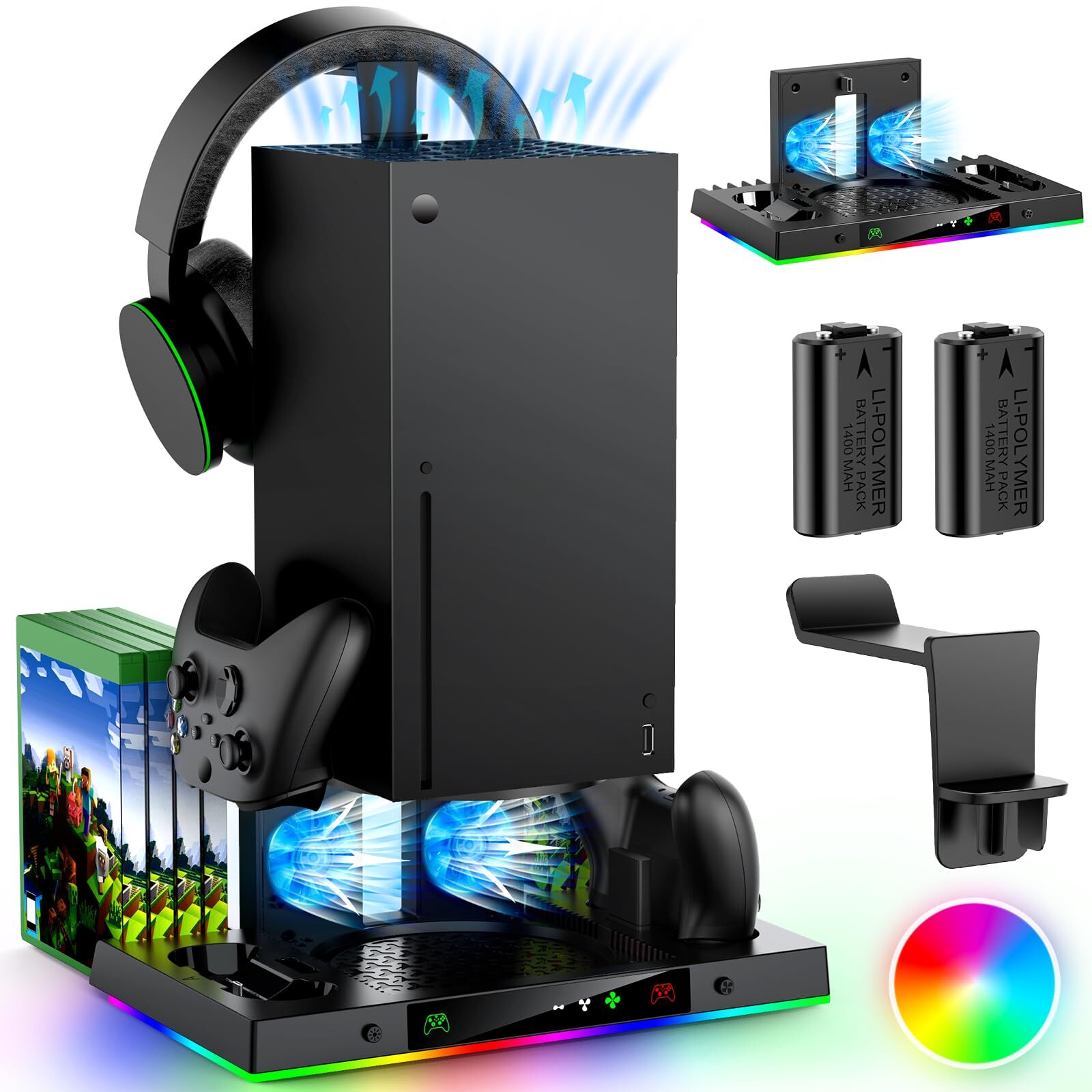 Upgrade Cooling Fan & Dual Charging Stand for Xbox Series X Console & Control...