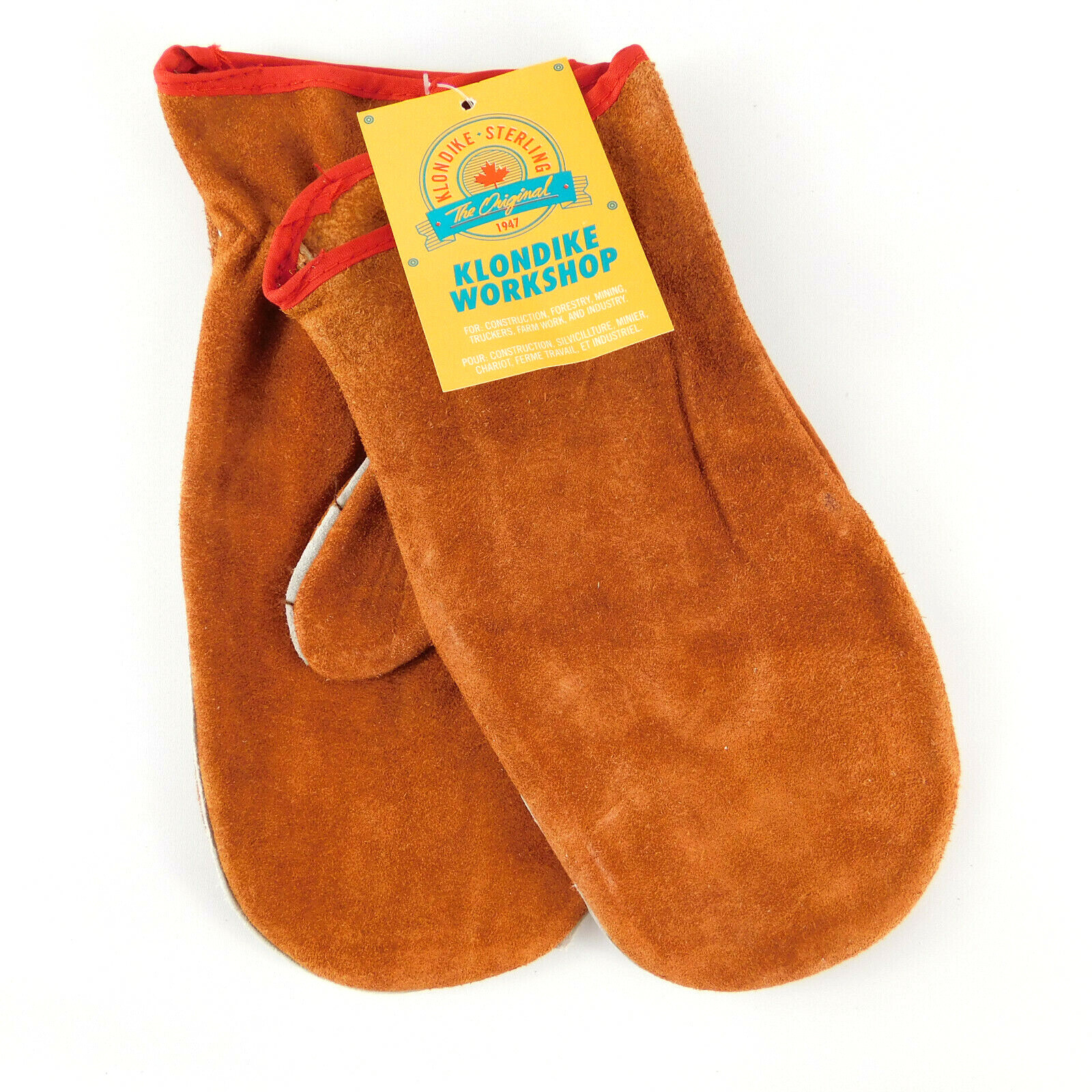 KLONDIKE Sterling Workshop Mittens Gloves MENS MEDIUM 100% Unlined Leather  NWT