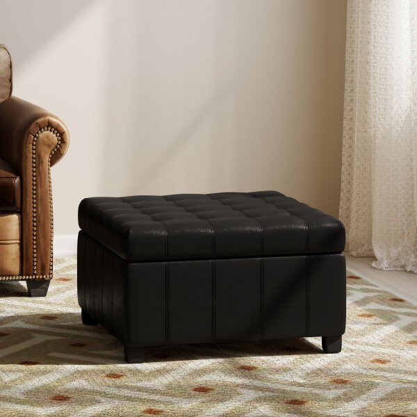 Rigby Contemporary Faux Leather Ottoman Storage Tufted Footstool Hidden Storage