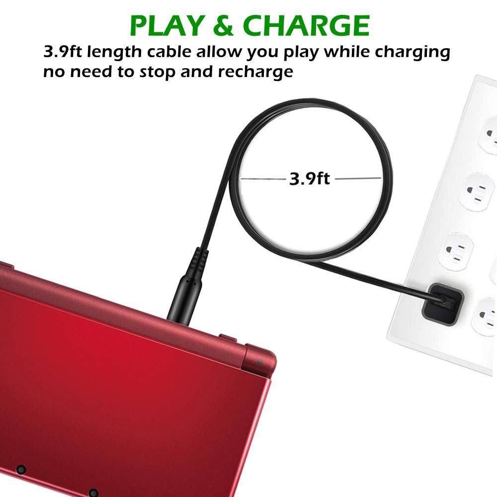 2-Pack 3.9ft USB Charging Cable & Bonus Stylus for 3DS/2DS - Reliable & Durable