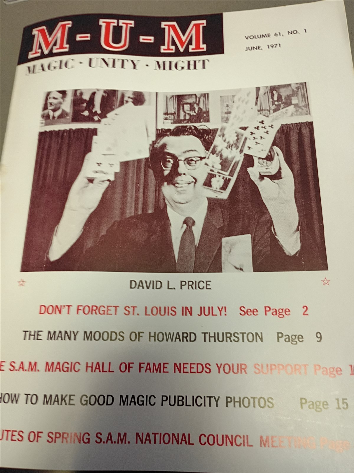 David L. Price MUM Society of American Magicians Magazine Issue #9