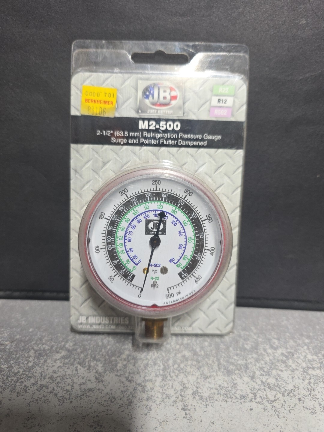 Jb Industries M2-500 Gauge refrigeration pressure gauge surge, Brand New Sealed