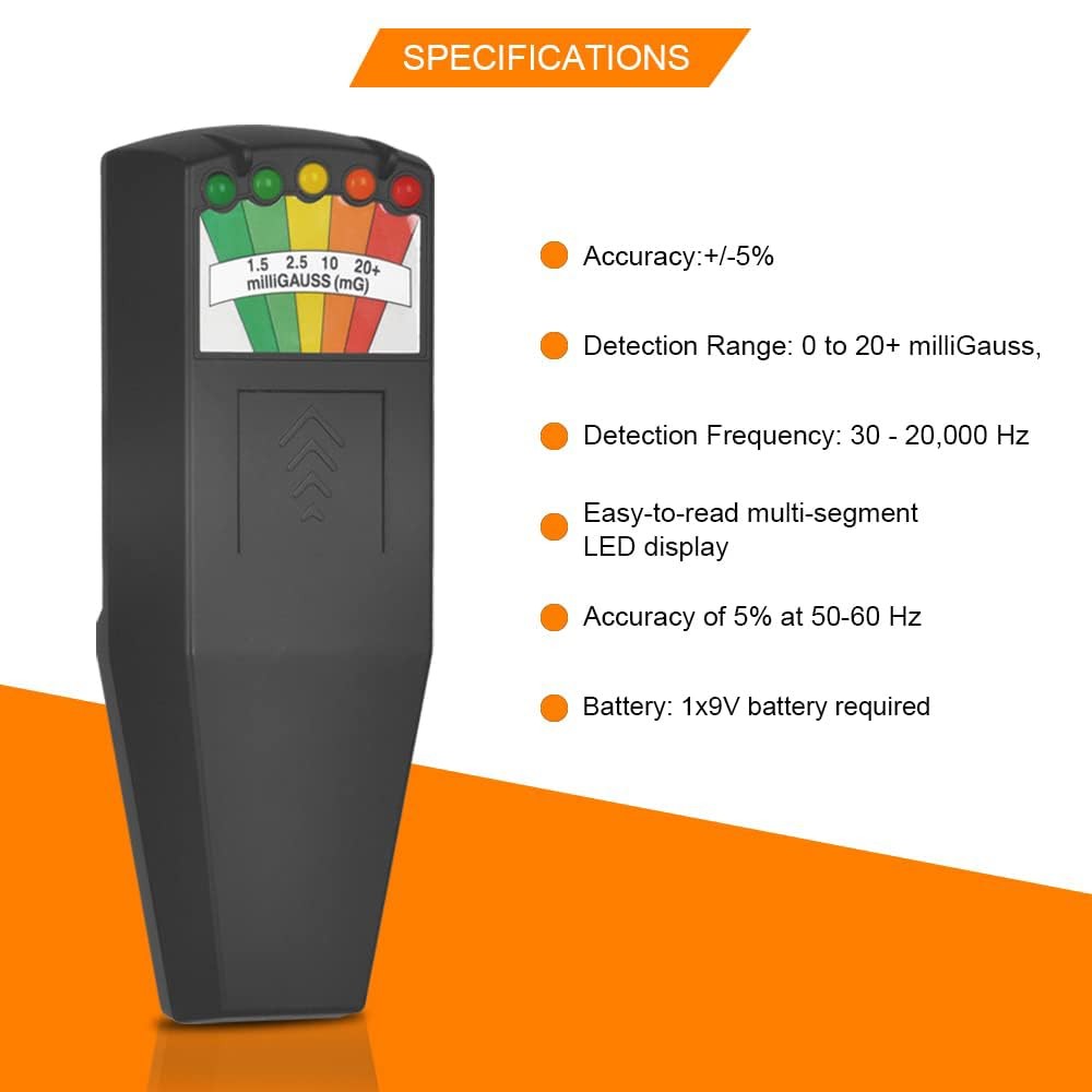 AceFox EMF Meter for Home, Office & Ghost Hunting Black