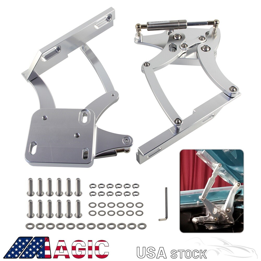 Billet Hood Hinge Kit Pair Left and Right Side For Ford Mustang 1967-1969 Silver