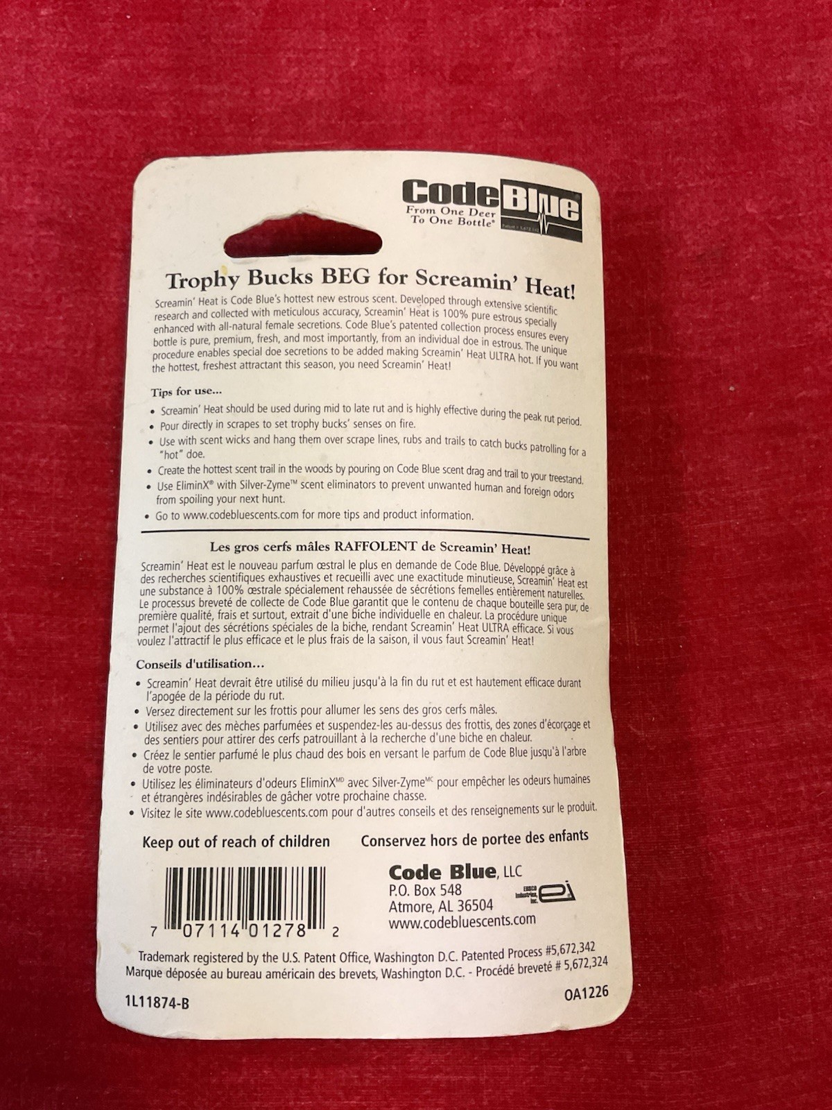 Code Blue Screaming Heat Enhanced Whitetail Scent. NIB. Never Opened