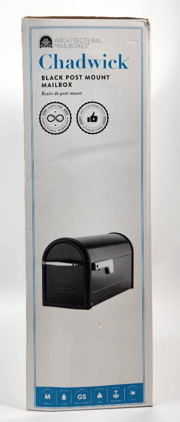 Architectural Mailboxes Black Post Mount Mailbox Rust-Resistant Galvanized Steel