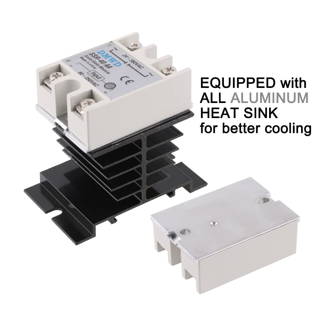 SSR-40AA Solid State Relay AC to AC (Input 80-250V AC Output 24-380V AC) with...