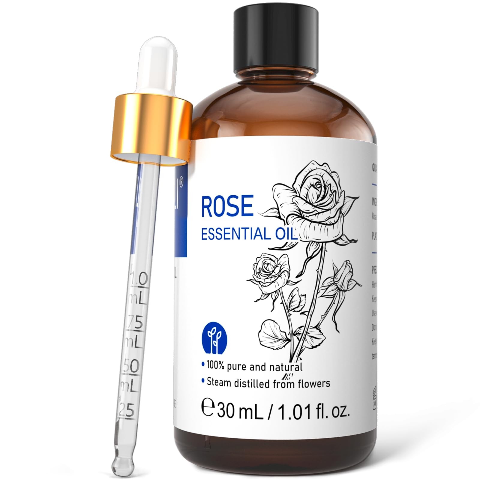 HIQILI Rose Essential Oil 1 Fl Oz, 100 Natural Therapeutic Grade for Aromathe...