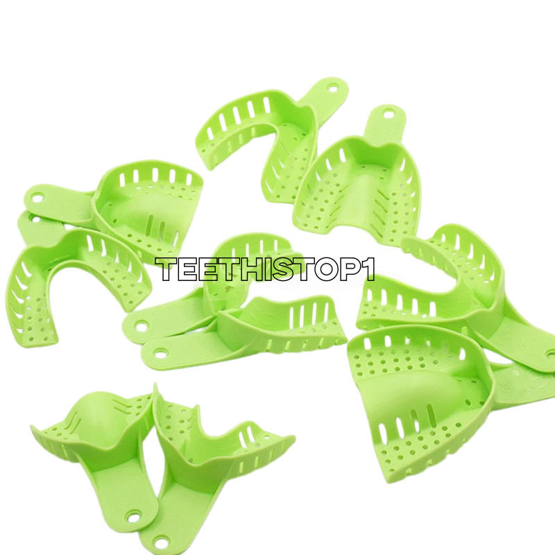 10 Pcs Autoclavable Dental Plastic Impression Trays Central Denture Disposable