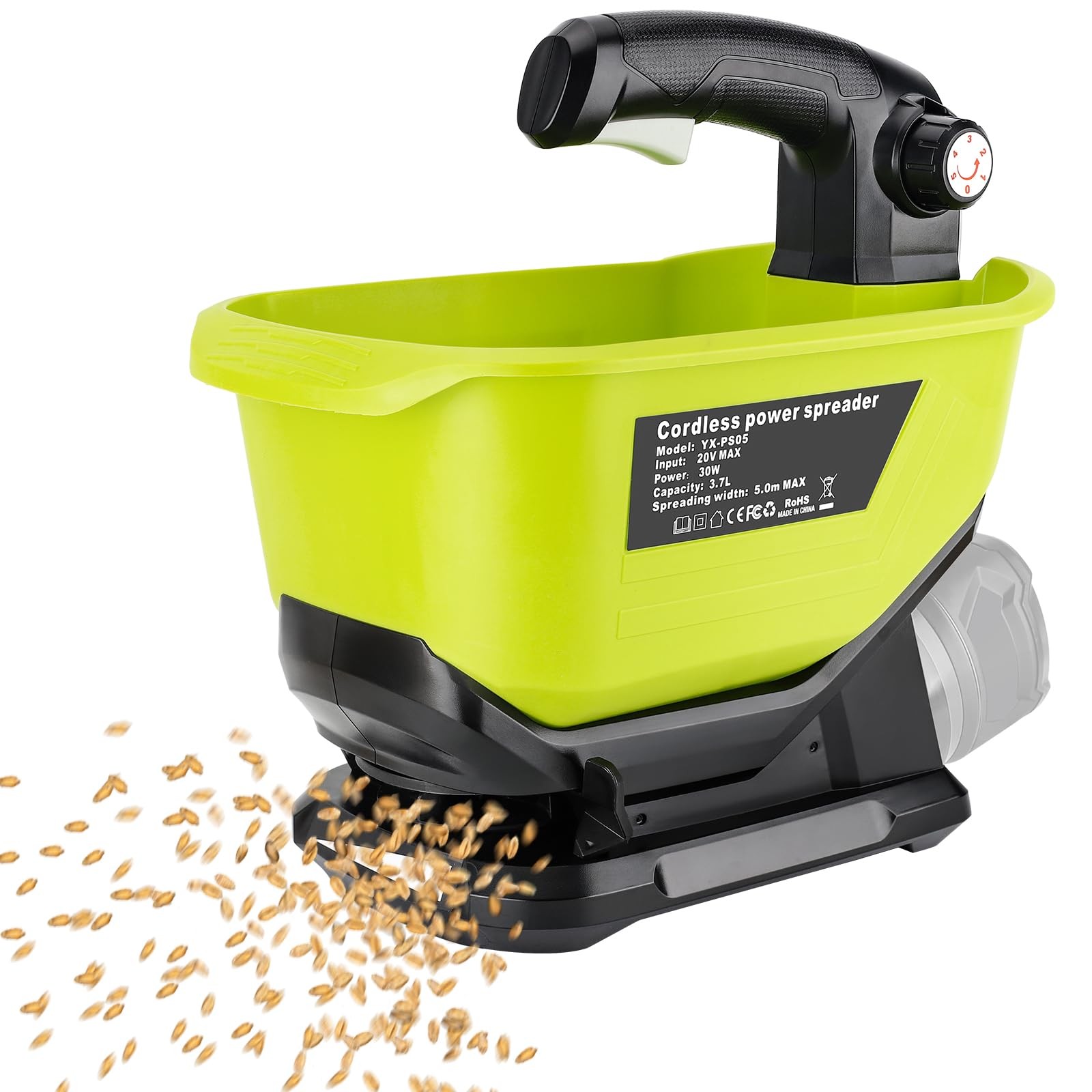 WaxPar Cordless Grass Seed Spreader Compatible with Ryobi 18V Lithium Green