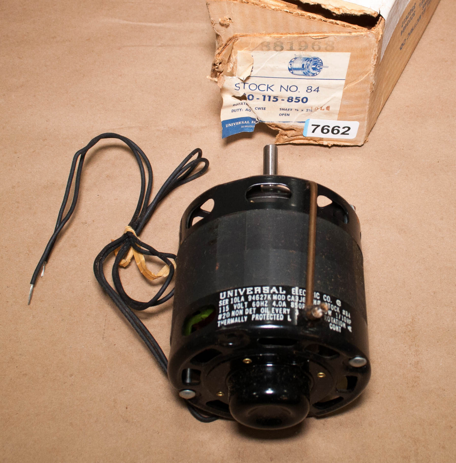 UEC # 84  Motor  1/10 HP 250W 115V 4.0A  10-115-850