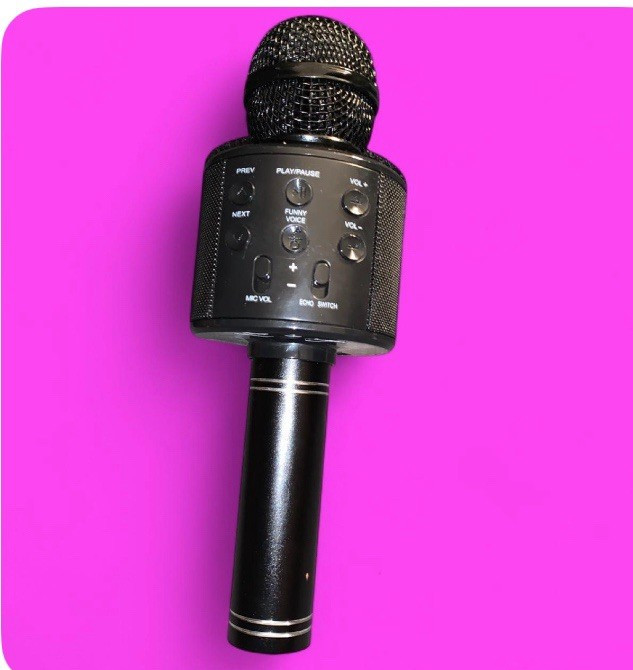 Bluetooth Handheld Karaoke Microphone w/ Built-In Speaker, On/Off, Black