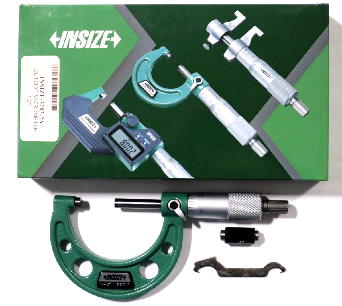 INSIZE 1-2" OUTSIDE MICROMETER, 0.0001" GRADUATION 3203-2A