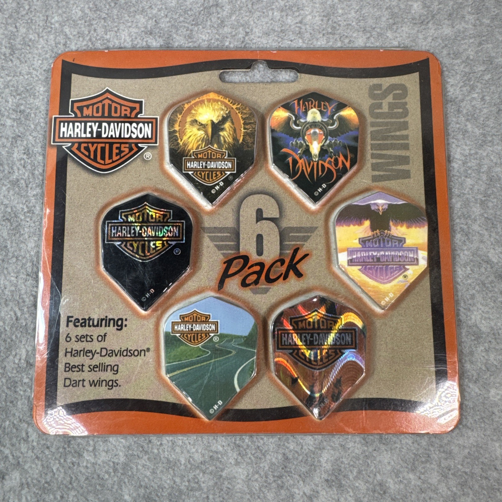 Brand New Old Stock Harley-Davidson dart flights or wings 6pack unopened eagle