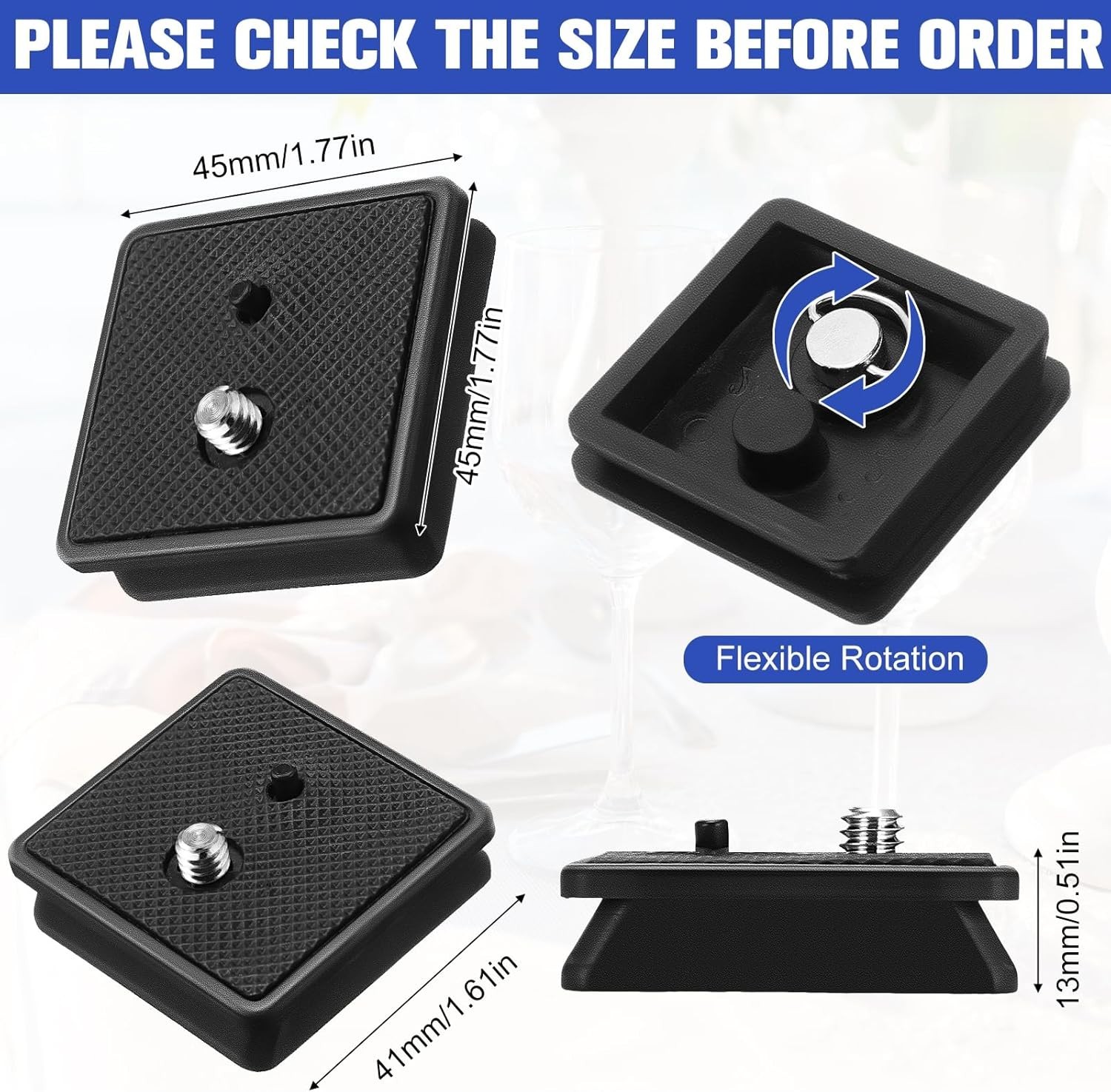 2 Pack 41mm and 43mm Tripod Quick Release Plate Camera Mounting Adapter, 2 Si...