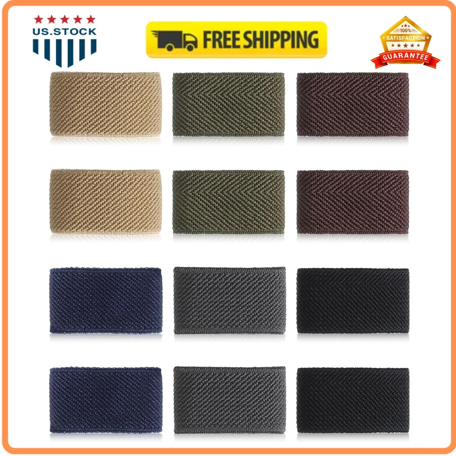 12 Pack Elastic Belt Retainer Loop Keepers for 1.5 Inch Wide Straps Black
