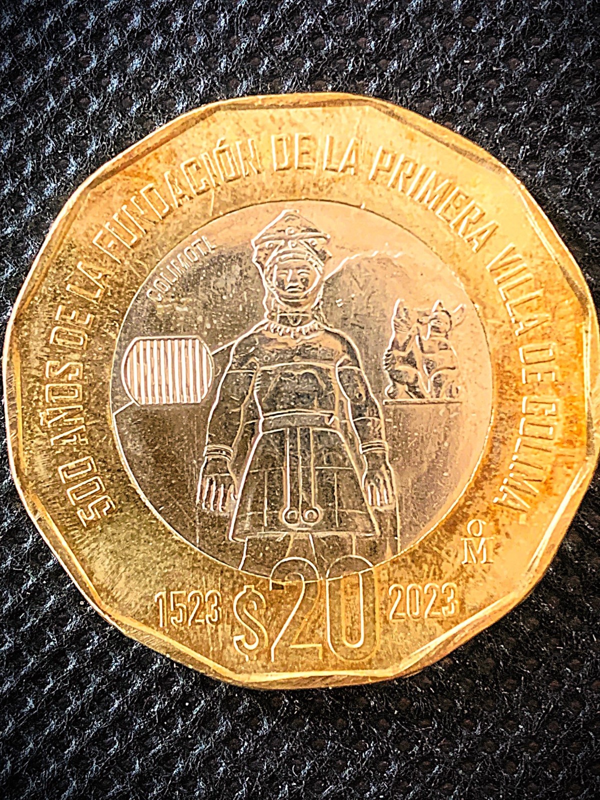 BIMETALIC MEXICAN COIN 20 PESOS 2023 500 AÑOS FUNDACION VILLA COLIMA