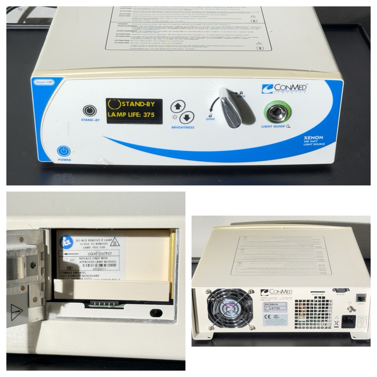 ConMed Linvatec LS7700 Xenon Light Source 300 Watt