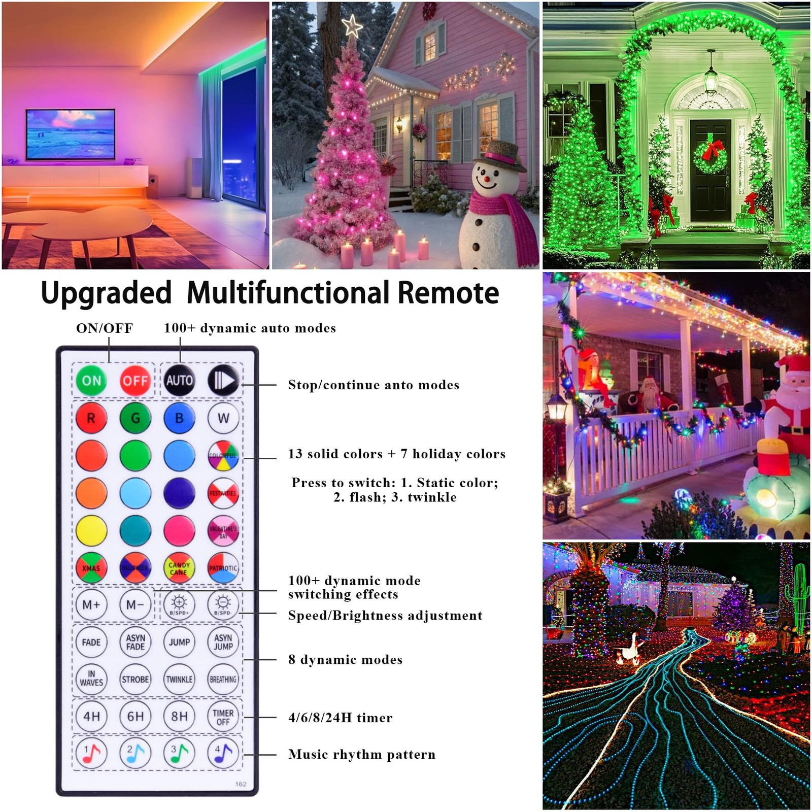 Hozplex 66ft LED Rope Lights Outdoor Waterproof String Light Remote APP 16M Colo