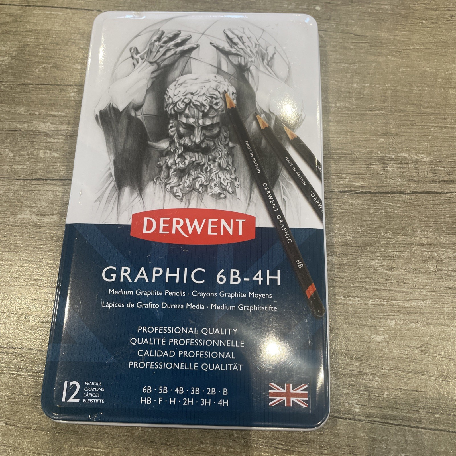 Derwent Graphic 6B-4H Medium Graphite Pencils 12 Pack Professional Quality NEW