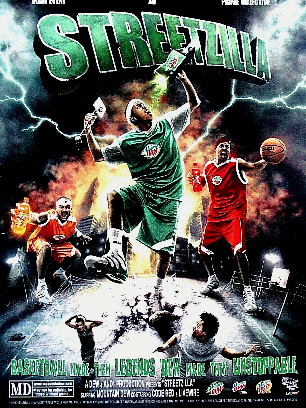 Mountain Dew Streetzilla Dew Made Them Unstoppable Original 2005 Print Ad