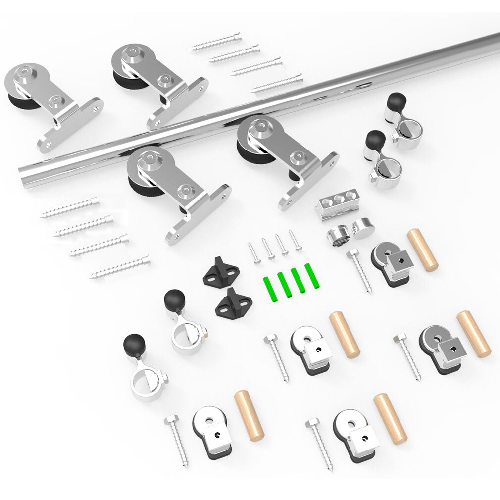 CCJH 4FT-18FT Stainless Steel Sliding Barn Door Hardware Kit Track For Wood Door