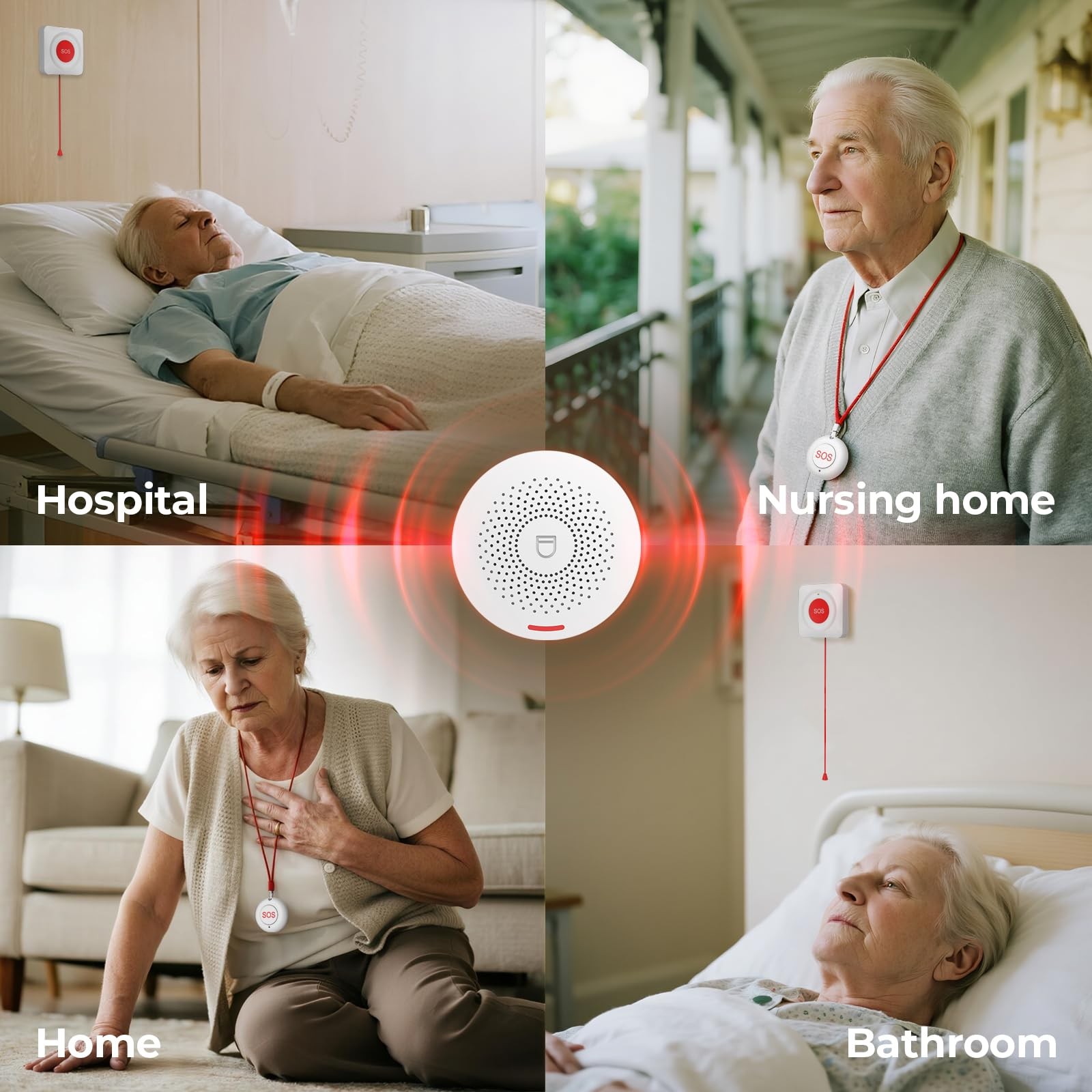 Caregiver Call Button Wireless Call Button for Elderly at Home,WiFi Panic But...