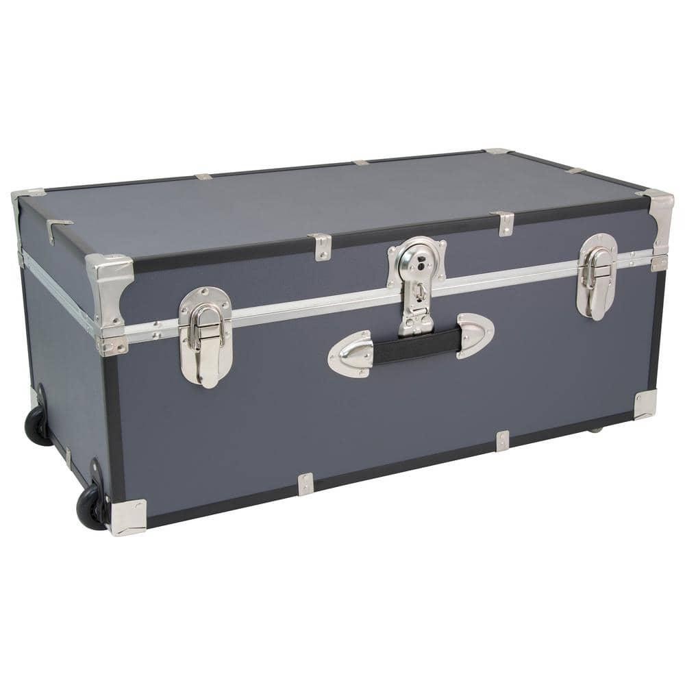 Seward Rover Trunk with Wheels Lock 30 in. Engineered Wood Gray